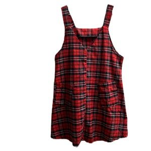 Women’s, Sleeveless, Plaid, V-Neckline, Multi Color, Two Pocket Front Dress, L